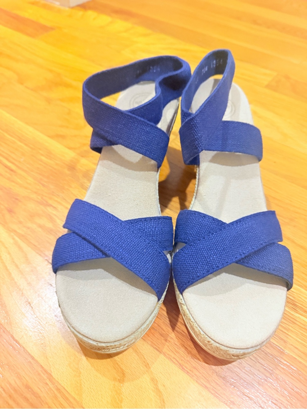 CHARLESTON SHOE Fishburne Blue Crisscross Espadrille Wedge Sandals, brand new